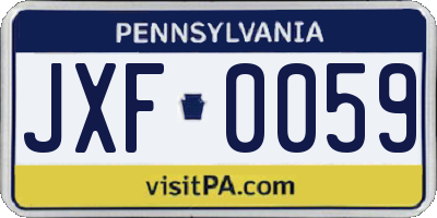 PA license plate JXF0059