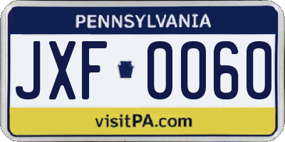 PA license plate JXF0060