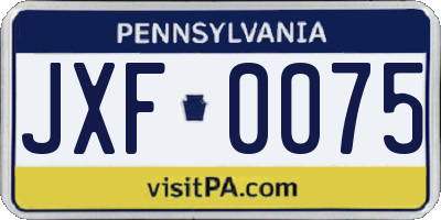 PA license plate JXF0075
