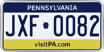 PA license plate JXF0082