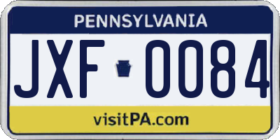 PA license plate JXF0084