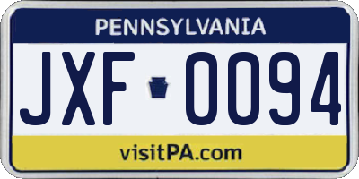 PA license plate JXF0094
