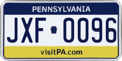 PA license plate JXF0096
