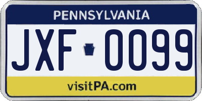 PA license plate JXF0099