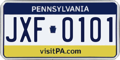 PA license plate JXF0101