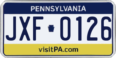 PA license plate JXF0126