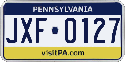 PA license plate JXF0127