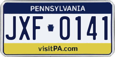 PA license plate JXF0141