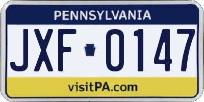 PA license plate JXF0147