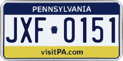PA license plate JXF0151