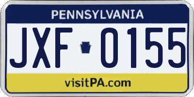 PA license plate JXF0155