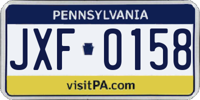PA license plate JXF0158