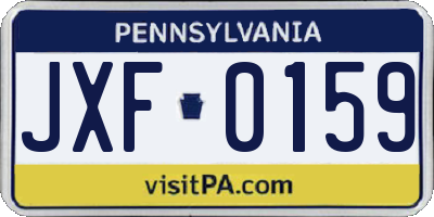 PA license plate JXF0159