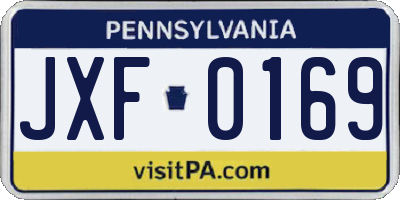 PA license plate JXF0169