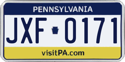 PA license plate JXF0171