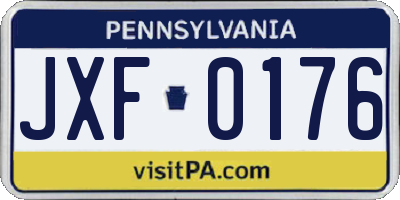 PA license plate JXF0176