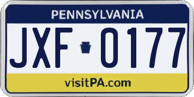 PA license plate JXF0177