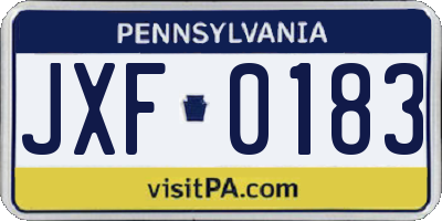 PA license plate JXF0183