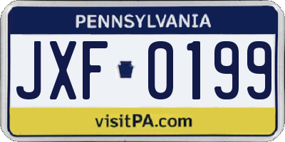 PA license plate JXF0199
