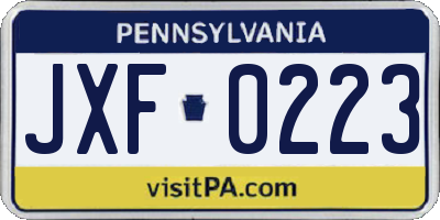 PA license plate JXF0223