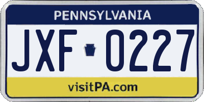 PA license plate JXF0227