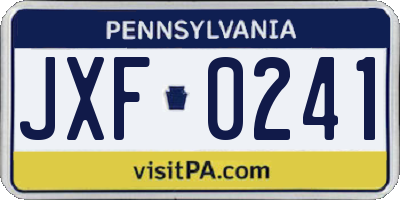 PA license plate JXF0241