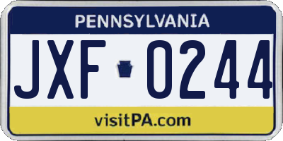 PA license plate JXF0244