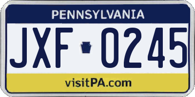 PA license plate JXF0245