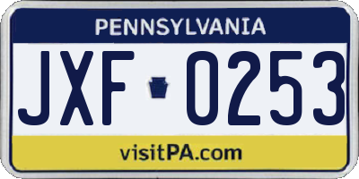 PA license plate JXF0253