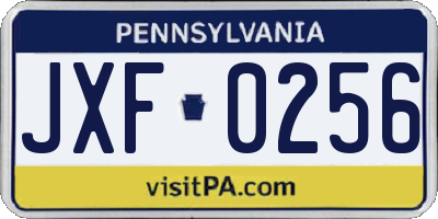 PA license plate JXF0256