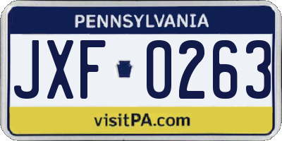 PA license plate JXF0263
