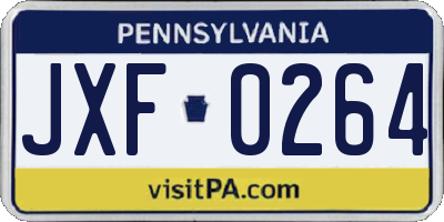 PA license plate JXF0264