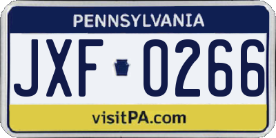 PA license plate JXF0266