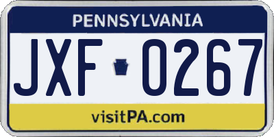 PA license plate JXF0267