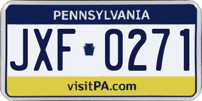 PA license plate JXF0271