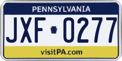 PA license plate JXF0277