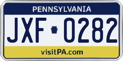 PA license plate JXF0282