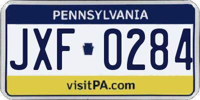 PA license plate JXF0284