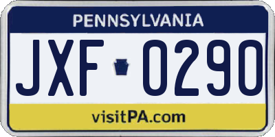 PA license plate JXF0290