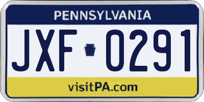 PA license plate JXF0291