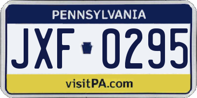 PA license plate JXF0295