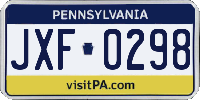 PA license plate JXF0298