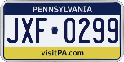PA license plate JXF0299