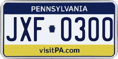PA license plate JXF0300