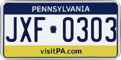PA license plate JXF0303