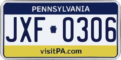 PA license plate JXF0306