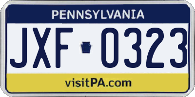 PA license plate JXF0323