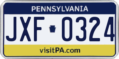PA license plate JXF0324