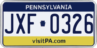 PA license plate JXF0326