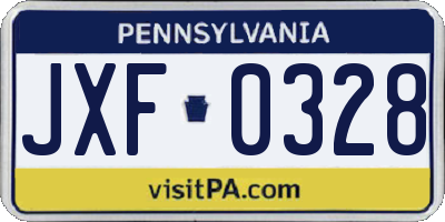 PA license plate JXF0328